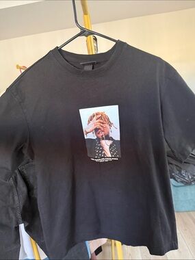 Black Loose-Fit Tee with Front Graphic